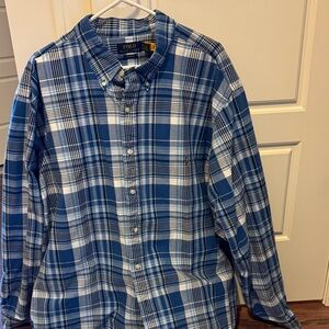 Big & tall Polo by Ralph Lauren Men's Blue and White Plaid Shirt